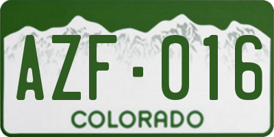 CO license plate AZF016