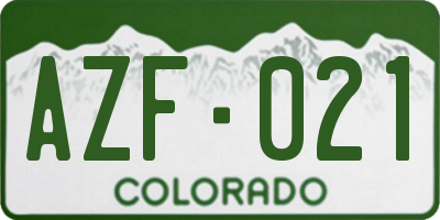 CO license plate AZF021