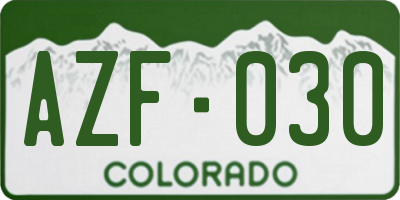 CO license plate AZF030