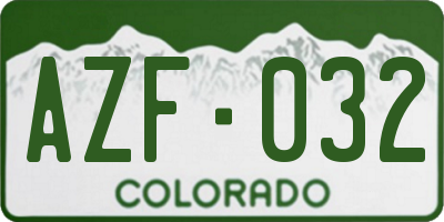CO license plate AZF032