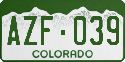 CO license plate AZF039