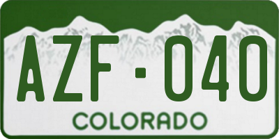CO license plate AZF040