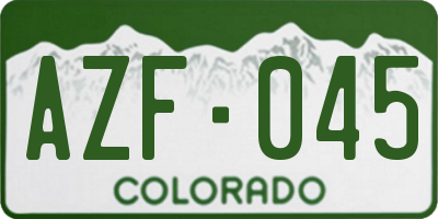 CO license plate AZF045