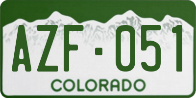 CO license plate AZF051