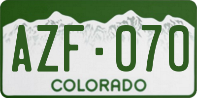 CO license plate AZF070