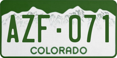 CO license plate AZF071