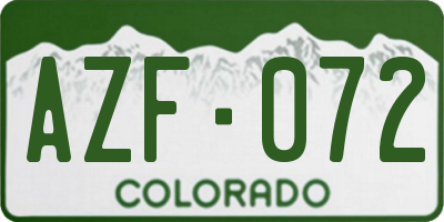 CO license plate AZF072