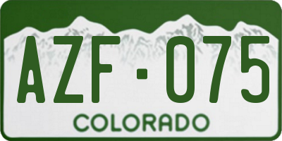 CO license plate AZF075