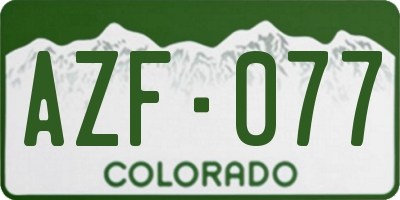 CO license plate AZF077