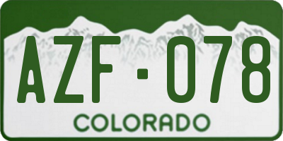 CO license plate AZF078