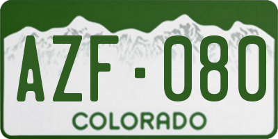 CO license plate AZF080