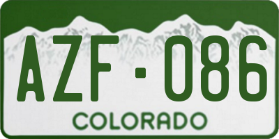 CO license plate AZF086