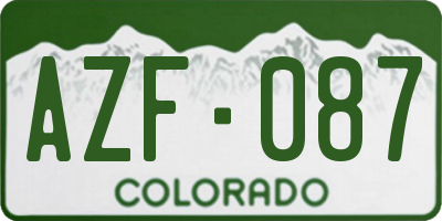 CO license plate AZF087
