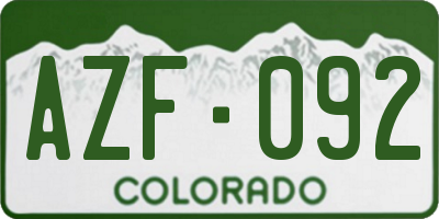CO license plate AZF092