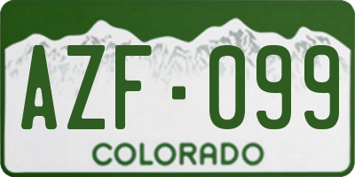CO license plate AZF099