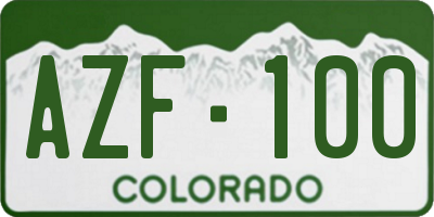 CO license plate AZF100