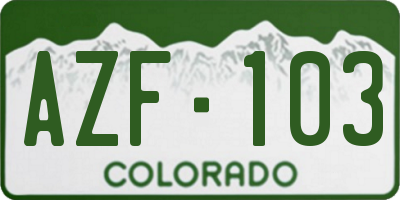 CO license plate AZF103