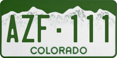 CO license plate AZF111