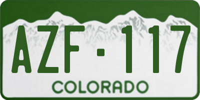 CO license plate AZF117