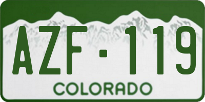 CO license plate AZF119