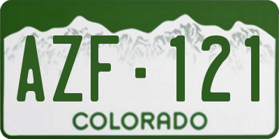 CO license plate AZF121