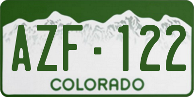 CO license plate AZF122