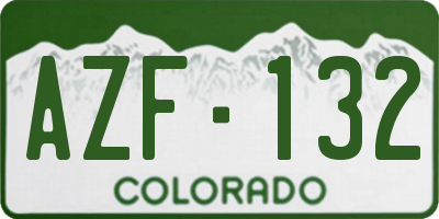 CO license plate AZF132