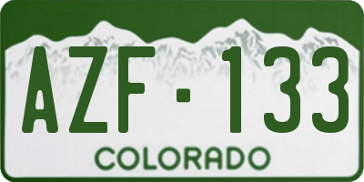 CO license plate AZF133