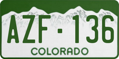 CO license plate AZF136