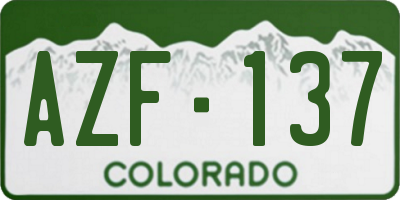 CO license plate AZF137