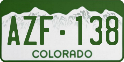 CO license plate AZF138