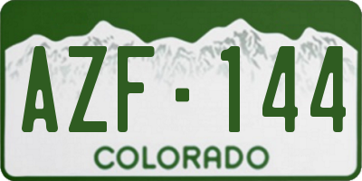 CO license plate AZF144