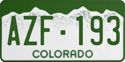 CO license plate AZF193