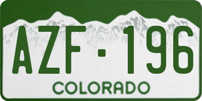 CO license plate AZF196