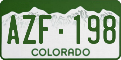 CO license plate AZF198