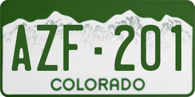 CO license plate AZF201