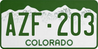 CO license plate AZF203