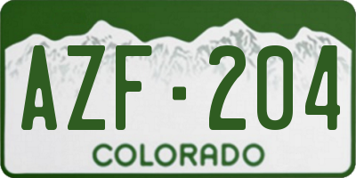 CO license plate AZF204