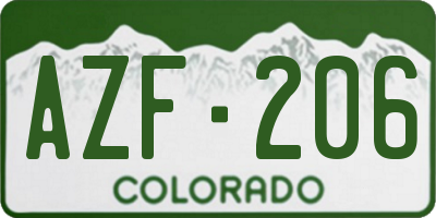 CO license plate AZF206