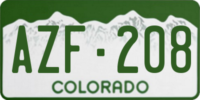 CO license plate AZF208