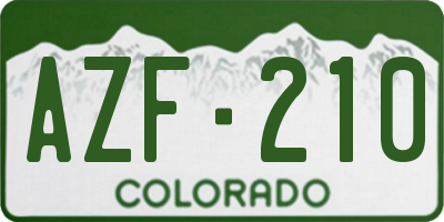 CO license plate AZF210