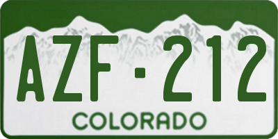 CO license plate AZF212