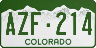 CO license plate AZF214