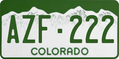 CO license plate AZF222