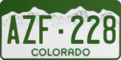 CO license plate AZF228
