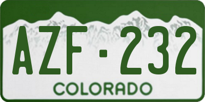 CO license plate AZF232