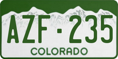 CO license plate AZF235