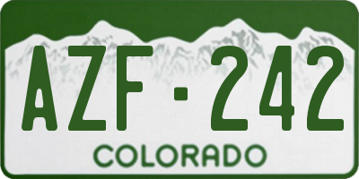 CO license plate AZF242