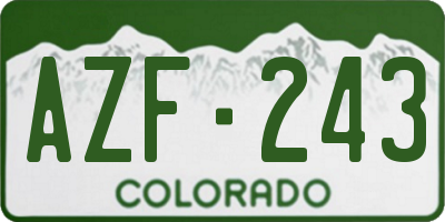 CO license plate AZF243