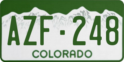 CO license plate AZF248